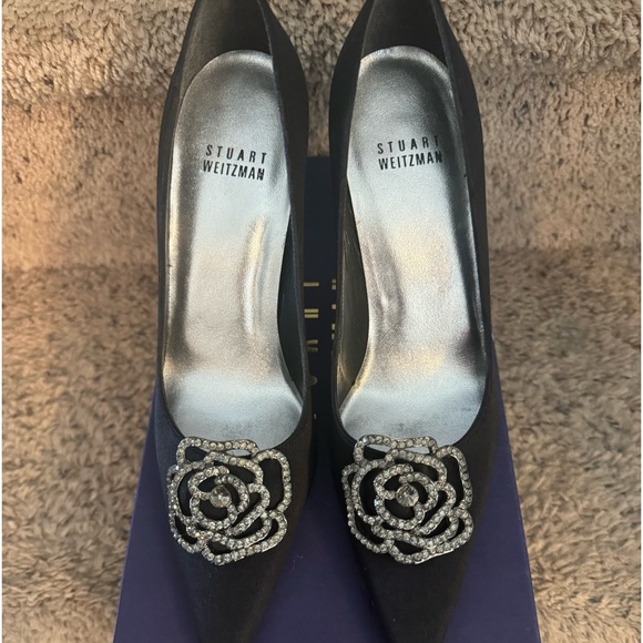 Barely worn Stuart Weitzman heels with rhinestone buckle! - Picture 1 of 7